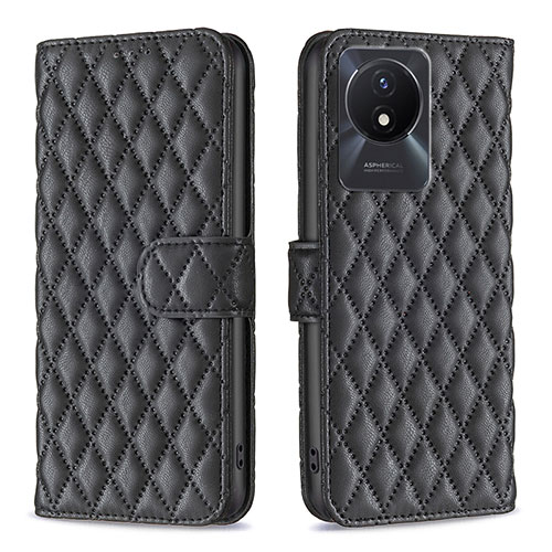 Leather Case Stands Flip Cover Holder B11F for Vivo Y02t Black