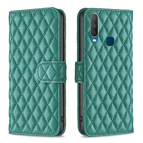 Leather Case Stands Flip Cover Holder B11F for Vivo Y12 Green