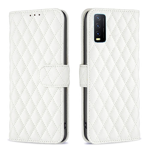 Leather Case Stands Flip Cover Holder B11F for Vivo Y12s (2021) White