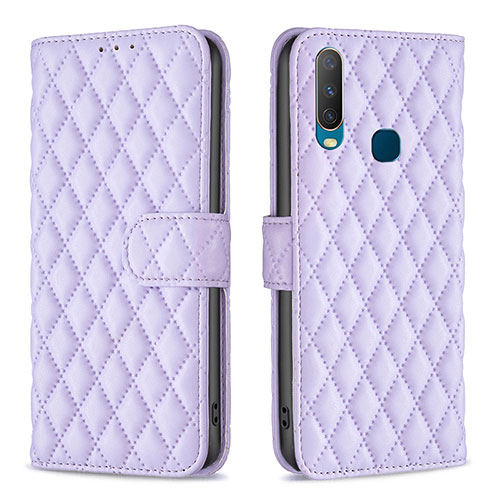 Leather Case Stands Flip Cover Holder B11F for Vivo Y15 Purple