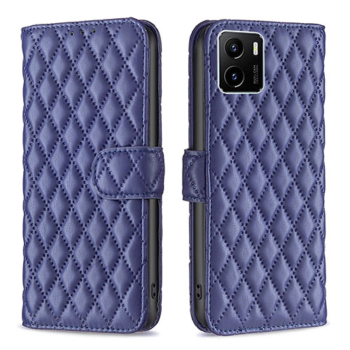 Leather Case Stands Flip Cover Holder B11F for Vivo Y15A Blue