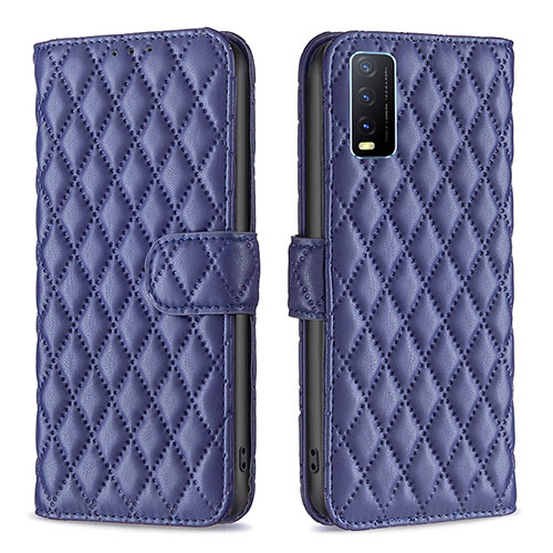 Leather Case Stands Flip Cover Holder B11F for Vivo Y20a Blue