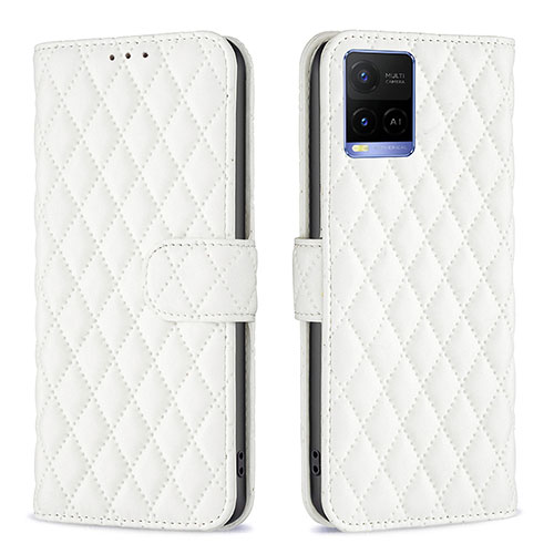 Leather Case Stands Flip Cover Holder B11F for Vivo Y21G White