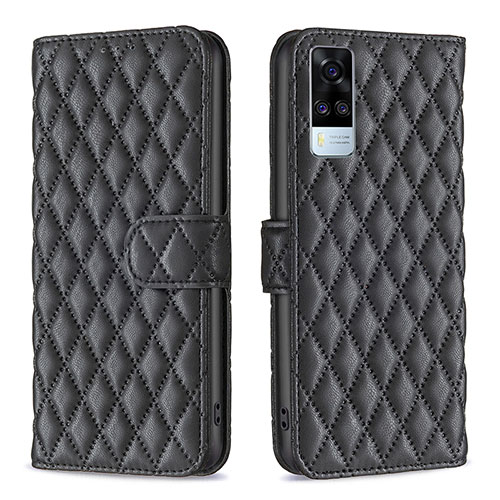 Leather Case Stands Flip Cover Holder B11F for Vivo Y31 (2021) Black