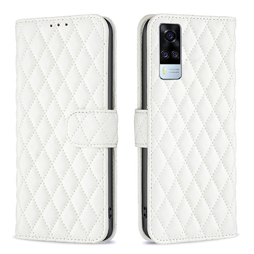 Leather Case Stands Flip Cover Holder B11F for Vivo Y31 (2021) White