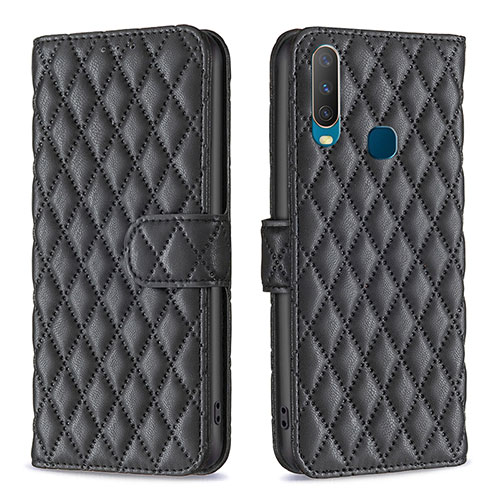 Leather Case Stands Flip Cover Holder B11F for Vivo Y3s Black