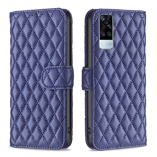 Leather Case Stands Flip Cover Holder B11F for Vivo Y51 (2021) Blue