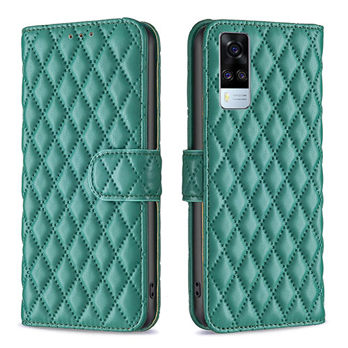 Leather Case Stands Flip Cover Holder B11F for Vivo Y51 (2021) Green