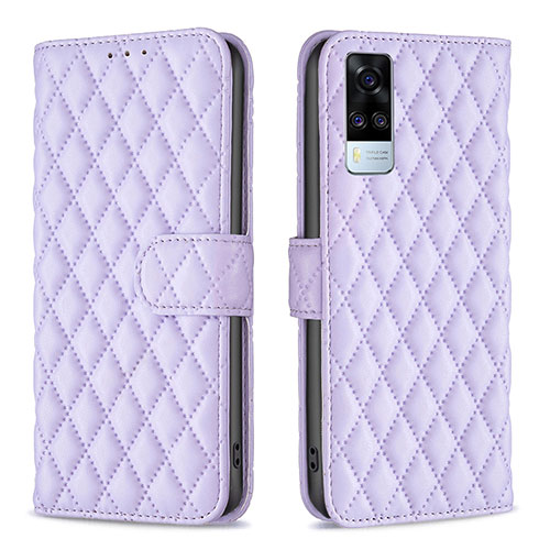 Leather Case Stands Flip Cover Holder B11F for Vivo Y51 (2021) Purple