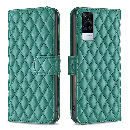 Leather Case Stands Flip Cover Holder B11F for Vivo Y51A Green