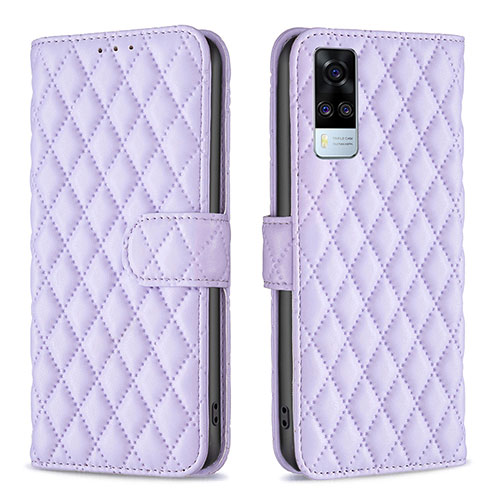 Leather Case Stands Flip Cover Holder B11F for Vivo Y53s NFC Purple
