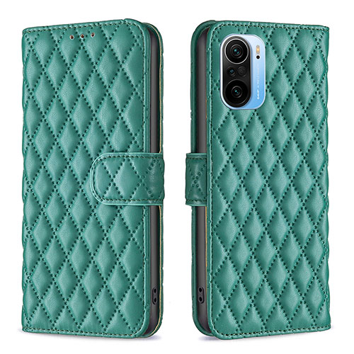 Leather Case Stands Flip Cover Holder B11F for Xiaomi Mi 11i 5G Green