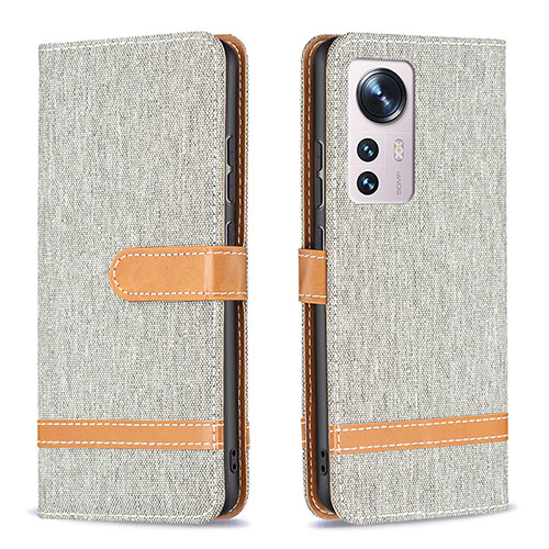 Leather Case Stands Flip Cover Holder B11F for Xiaomi Mi 12 Pro 5G Gray