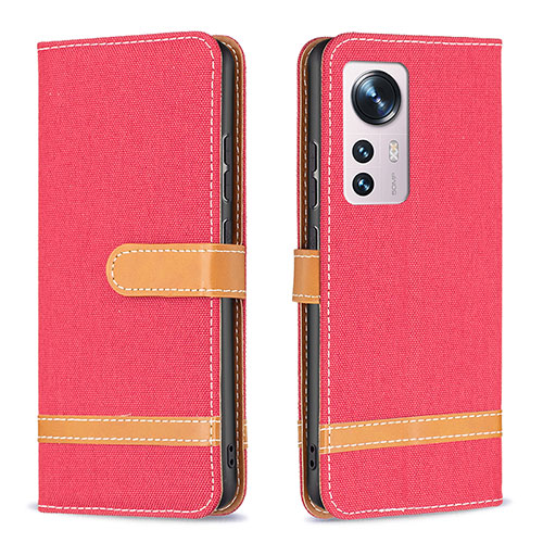 Leather Case Stands Flip Cover Holder B11F for Xiaomi Mi 12 Pro 5G Red