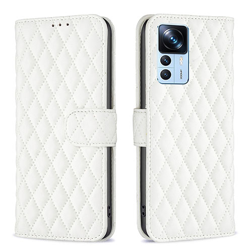 Leather Case Stands Flip Cover Holder B11F for Xiaomi Mi 12T 5G White