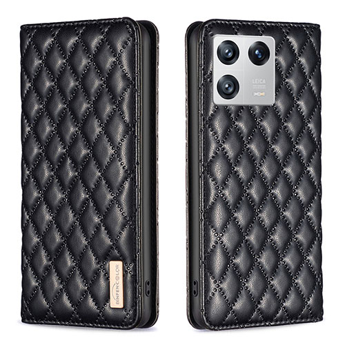 Leather Case Stands Flip Cover Holder B11F for Xiaomi Mi 13 5G Black