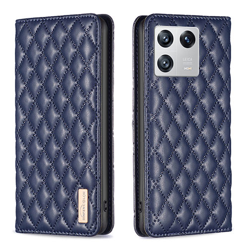 Leather Case Stands Flip Cover Holder B11F for Xiaomi Mi 13 5G Blue