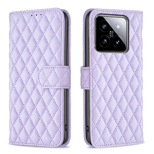 Leather Case Stands Flip Cover Holder B11F for Xiaomi Mi 14 Pro 5G Purple