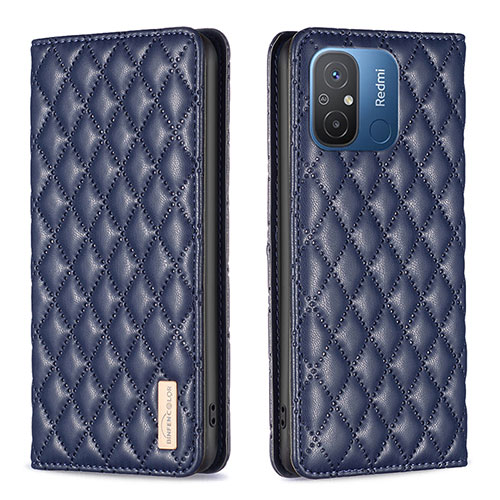Leather Case Stands Flip Cover Holder B11F for Xiaomi Poco C55 Blue