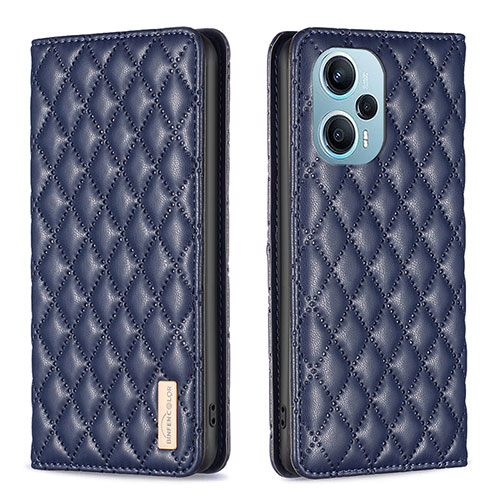 Leather Case Stands Flip Cover Holder B11F for Xiaomi Poco F5 5G Blue