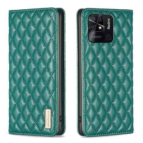 Leather Case Stands Flip Cover Holder B11F for Xiaomi Redmi 10 Power Green