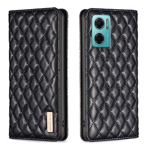 Leather Case Stands Flip Cover Holder B11F for Xiaomi Redmi 11 Prime 5G Black