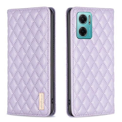 Leather Case Stands Flip Cover Holder B11F for Xiaomi Redmi 11 Prime 5G Purple