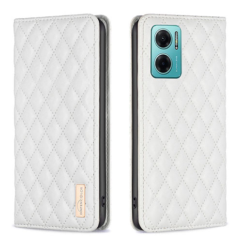 Leather Case Stands Flip Cover Holder B11F for Xiaomi Redmi 11 Prime 5G White