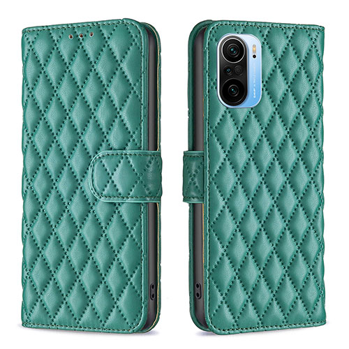 Leather Case Stands Flip Cover Holder B11F for Xiaomi Redmi K40 Pro 5G Green