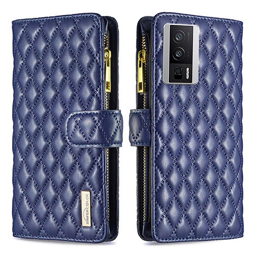 Leather Case Stands Flip Cover Holder B11F for Xiaomi Redmi K60 5G Blue