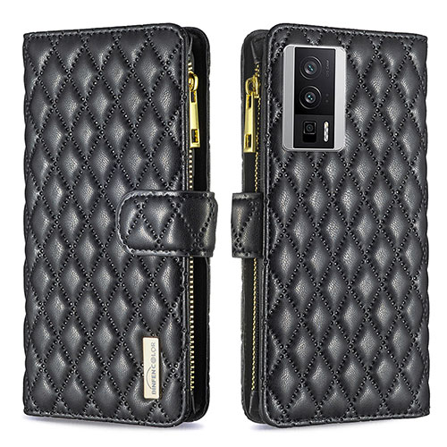 Leather Case Stands Flip Cover Holder B11F for Xiaomi Redmi K60 Pro 5G Black