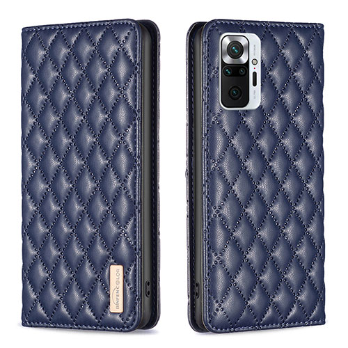 Leather Case Stands Flip Cover Holder B11F for Xiaomi Redmi Note 10 Pro 4G Blue