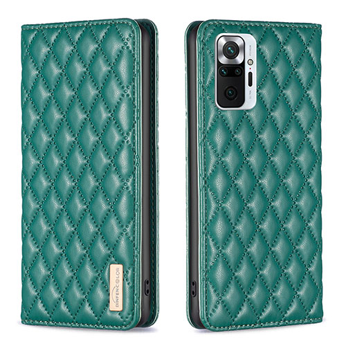 Leather Case Stands Flip Cover Holder B11F for Xiaomi Redmi Note 10 Pro 4G Green