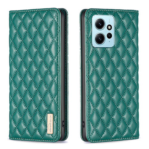 Leather Case Stands Flip Cover Holder B11F for Xiaomi Redmi Note 12 4G Green