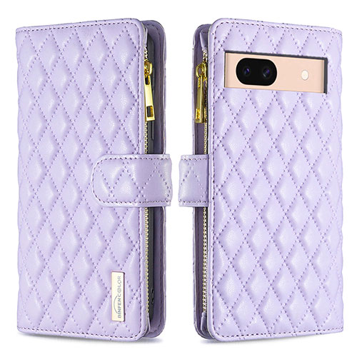 Leather Case Stands Flip Cover Holder B12F for Google Pixel 8a 5G Purple