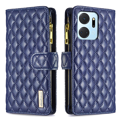 Leather Case Stands Flip Cover Holder B12F for Huawei Honor X7a Blue