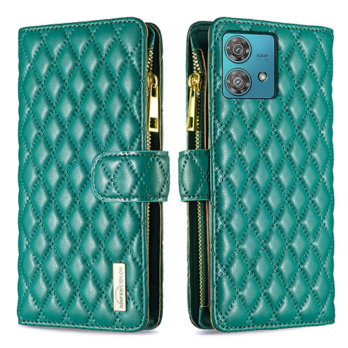 Leather Case Stands Flip Cover Holder B12F for Motorola Moto Edge 40 Neo 5G Green