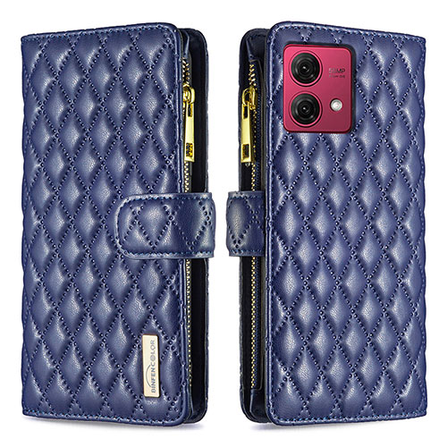 Leather Case Stands Flip Cover Holder B12F for Motorola Moto G84 5G Blue