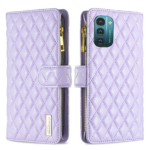 Leather Case Stands Flip Cover Holder B12F for Nokia G11 Purple