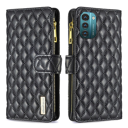 Leather Case Stands Flip Cover Holder B12F for Nokia G21 Black