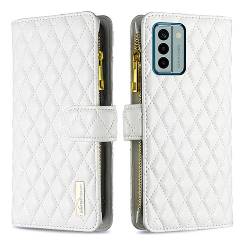 Leather Case Stands Flip Cover Holder B12F for Nokia G22 White