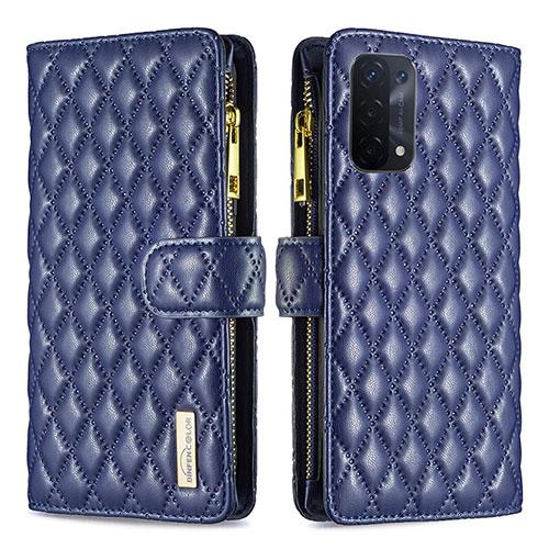 Leather Case Stands Flip Cover Holder B12F for Oppo A54 5G Blue