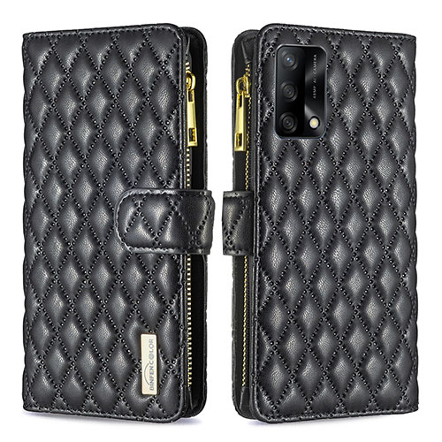 Leather Case Stands Flip Cover Holder B12F for Oppo A74 4G Black