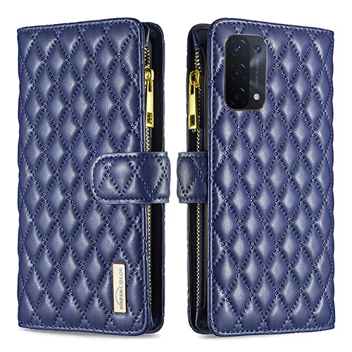 Leather Case Stands Flip Cover Holder B12F for Oppo A93 5G Blue