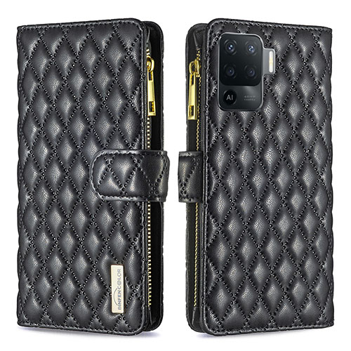 Leather Case Stands Flip Cover Holder B12F for Oppo A94 4G Black