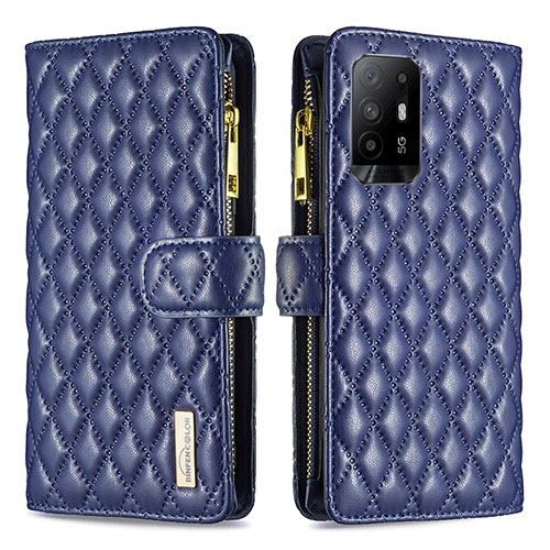 Leather Case Stands Flip Cover Holder B12F for Oppo A95 5G Blue