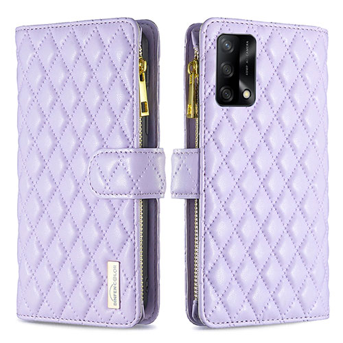 Leather Case Stands Flip Cover Holder B12F for Oppo F19 Purple
