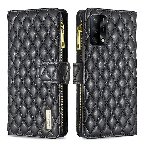 Leather Case Stands Flip Cover Holder B12F for Oppo F19s Black