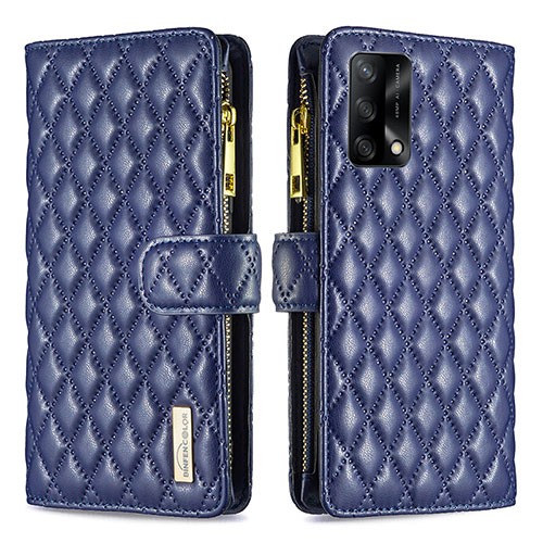 Leather Case Stands Flip Cover Holder B12F for Oppo F19s Blue