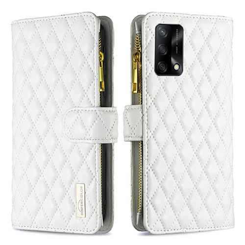 Leather Case Stands Flip Cover Holder B12F for Oppo F19s White